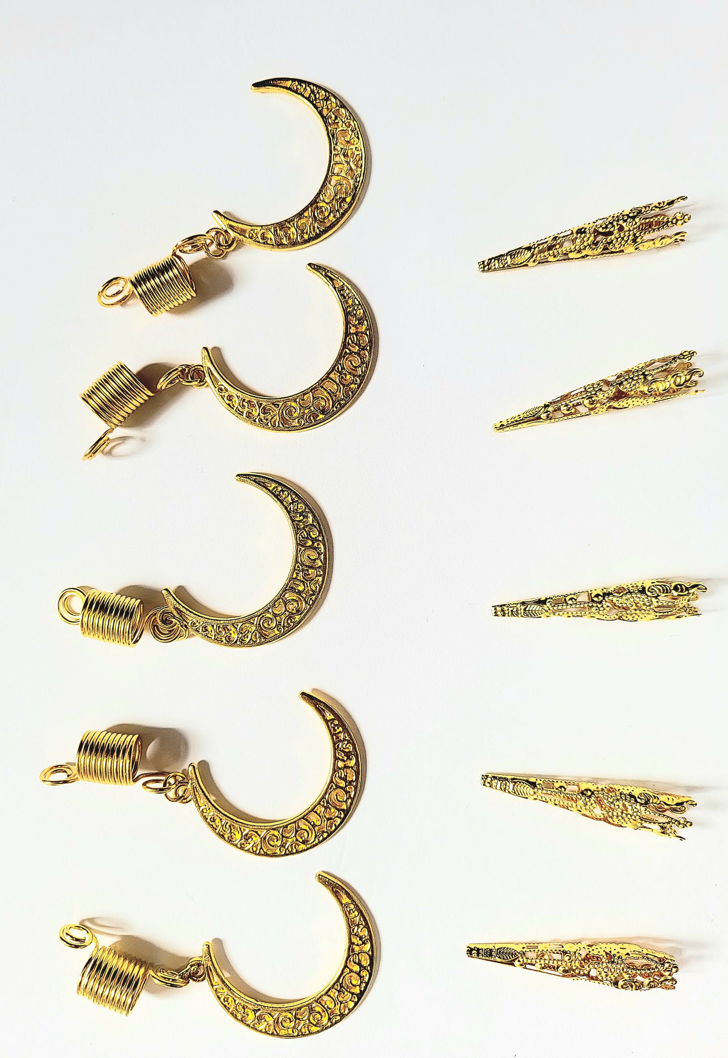 Gold Pointed Hair Beads and Moons 10 ct. - Love Is In The Hair